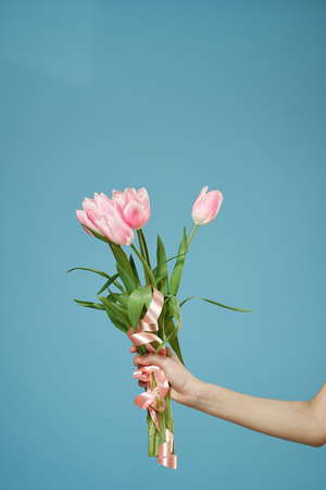 Bouquet of beautiful flowers gift womens day lifestyleの写真素材