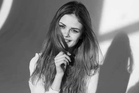 beautiful woman glamor fashion hairstyle studio model close-up