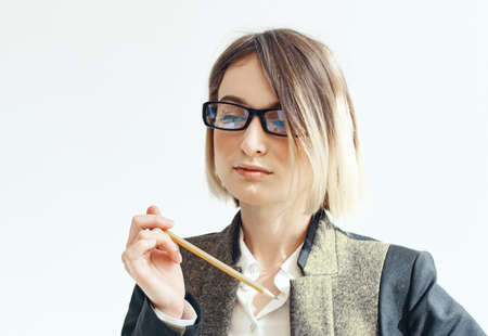 woman with documents running finance office model