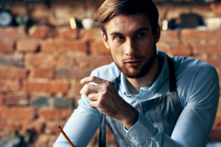 barista coffeeshop order acceptance service professional workの写真素材