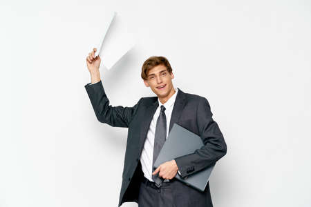 business man in a suit with documents in the hands of a manager Professionalの写真素材