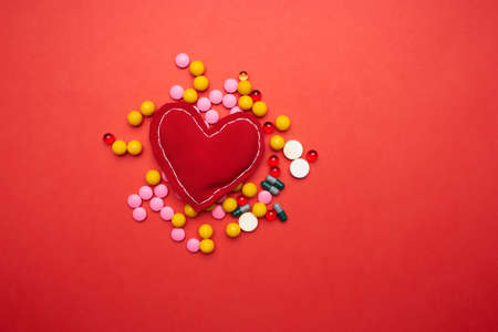 multicolored medicines pharmaceutical heart care pharmacologyの写真素材