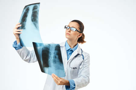 medical worker in white coat x-rays professional examination