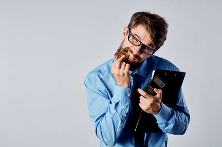 business man in blue shirt cryptocurrency bitcoin economy investmentの写真素材