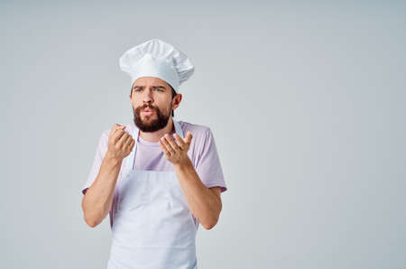 man in chefs clothes professional work cookingの写真素材