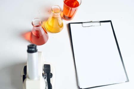 chemical solutions laboratory medicine desktopの写真素材
