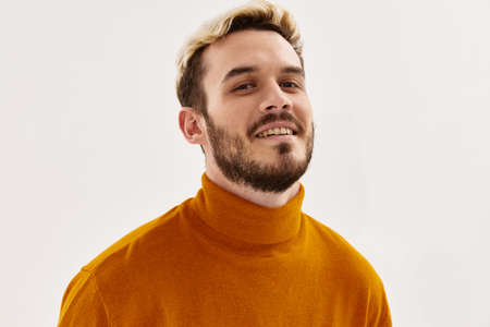 man with trendy hair self-confidence studio modern style