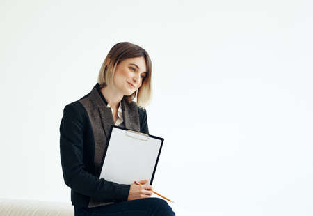 business man and woman work colleagues job interviewの写真素材