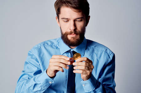 man in shirt with tie internet finance investing commerceの写真素材