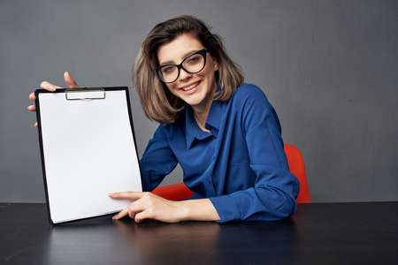 Business woman professional office work desk documents