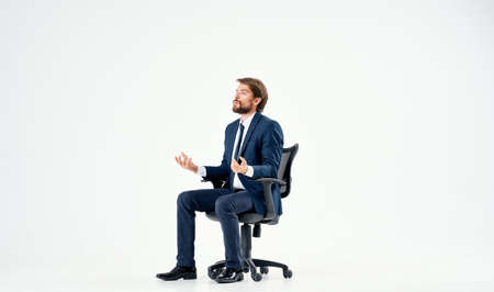 business man sitting in chair office work manager isolated backgroundの写真素材