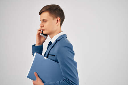 male professional work office telephone communication manager