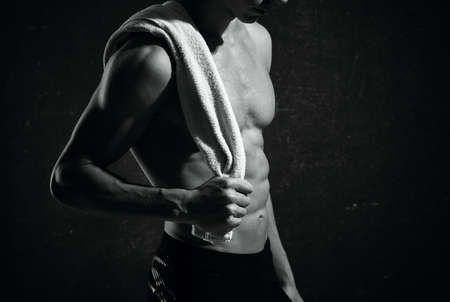 sports man in gloves workout motivation exercise strengthの写真素材