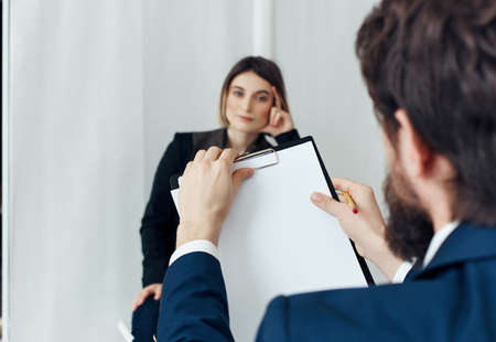 business man neck woman work team recruitmentの写真素材