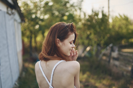 woman in white dress outdoor fun nature Lifestyle