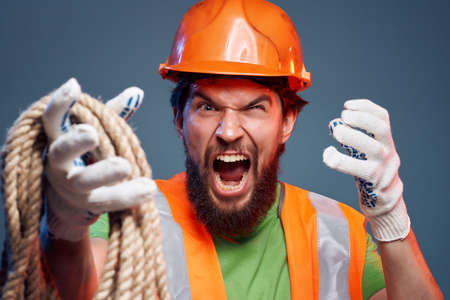 male builder protective uniform Professional emotions