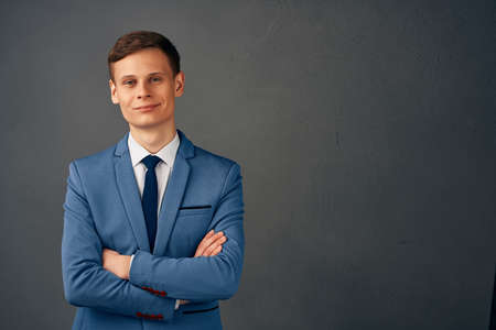 business man in suit self confidence posing manager office