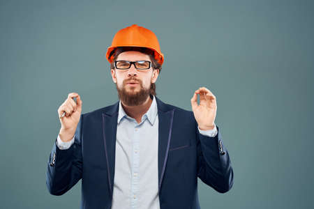 male engineer work in the construction industry Studio hand gesture