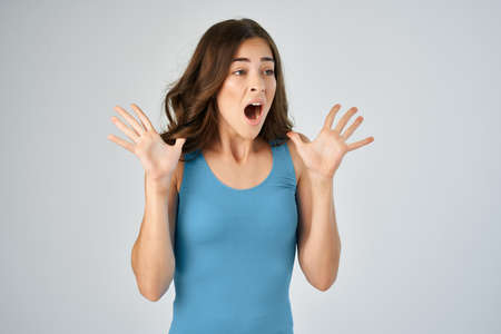 woman holding hair hairstyle fashion studio emotions