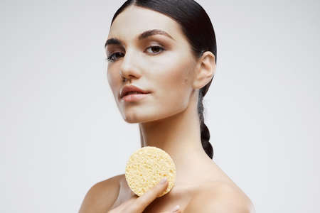 woman with different reasons smile clean skin health careの写真素材