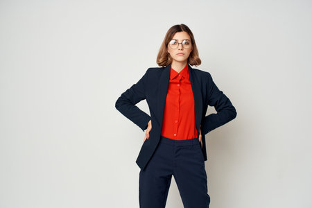 Business woman in a suit wearing glasses work manager documents officialの写真素材