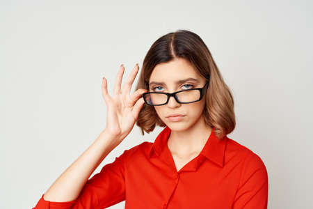 business woman office work finance light backgroundの写真素材