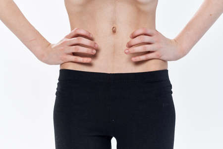 female belly retraction slimming diet anorexiaの写真素材