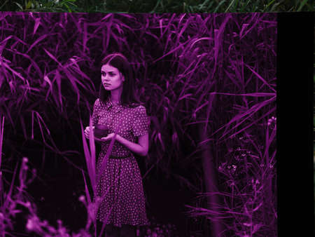 woman outdoors green leaves walk summer