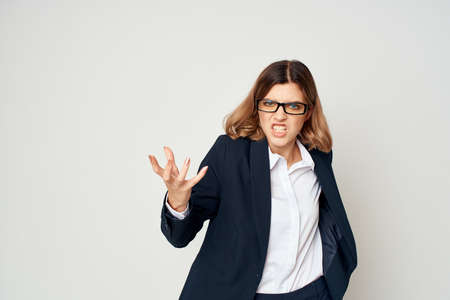 cheerful business woman in a suit work documents official Professional