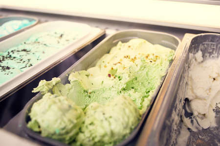 cold dessert fruit sorbet ice cream colorfulの写真素材