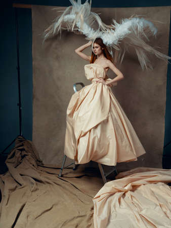 woman in wedding dress romance princess home studioの写真素材