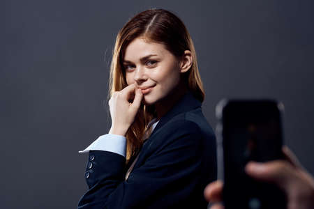 woman in business suit executive office Studioの写真素材