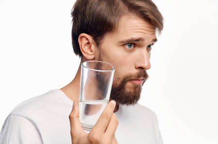 bearded man glass of water Studioの写真素材