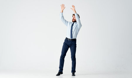 business man in a suit jump office managerの写真素材