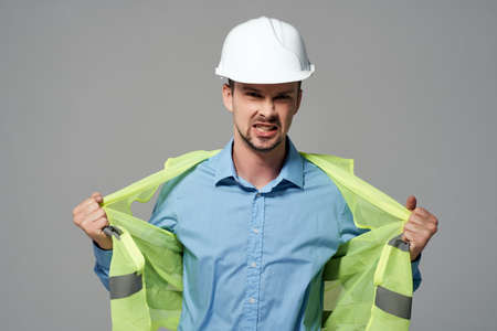 man in white helmet Professional Job isolated background