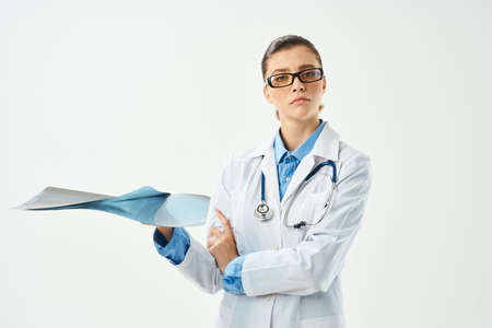 female doctor medical gown x-ray diagnostics laboratory hospitalの写真素材