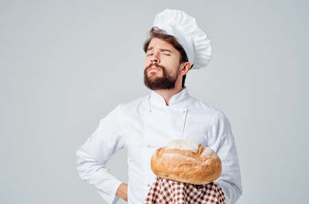 male cook Cooking bakery light backgroundの写真素材