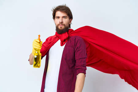 housekeeper red cloak washing accessories professional Lifestyleの写真素材