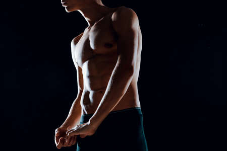 athletic man muscular abs cropped view motivation exercise fitnessの写真素材