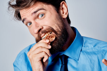 man in shirt with tie cryptocurrency office attachmentの写真素材