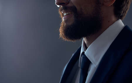 bearded man with glasses success Job isolated background