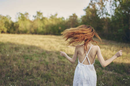 pretty woman summer countryside nature Lifestyle