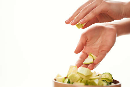 a plate of chopped vegetables cooking food kitchen healthy eatingの写真素材