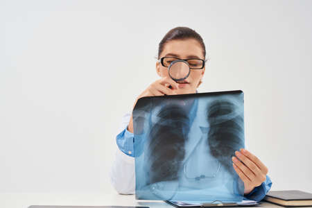 female doctor medicine x-ray health researchの写真素材