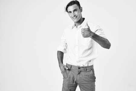 man in white shirt fashion confidence lifestyle professionalの写真素材