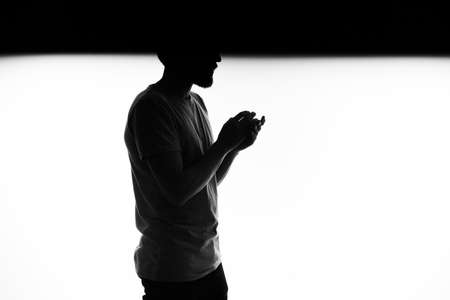 silhouette men studio posing anonymityの写真素材