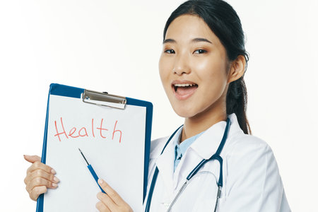 female doctor medical card patient health hospitalの写真素材