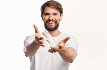 bearded man health care isolated backgroundの写真素材