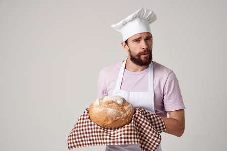 baker with bread cooking service bakingの写真素材