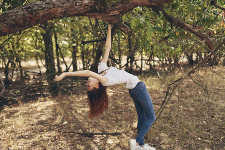 woman rest in the countryside Fresh airの写真素材